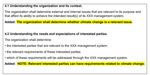 ISO Clause Addition to Reflect Climate Change